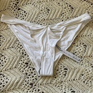 Monica Hansen Beachwear Bikini Bottom White Made in Italy Women's Size XL NWT